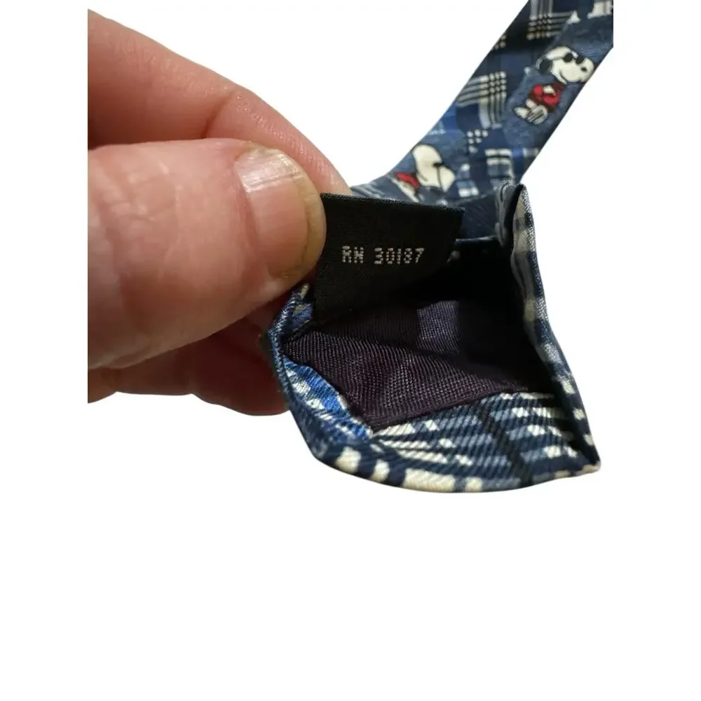 Peanuts Cool And Casual Joe Cool Blue Plaid Cartoon Novelty Necktie Snoopy